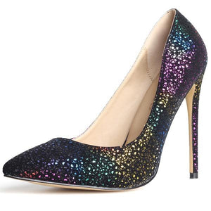 Glitter High Heel Print Pointed Toe Stiletto Pumps