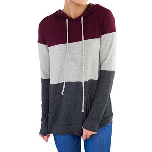 Smart Color Stripe Long Sleeve Sweatshirts Hoodie