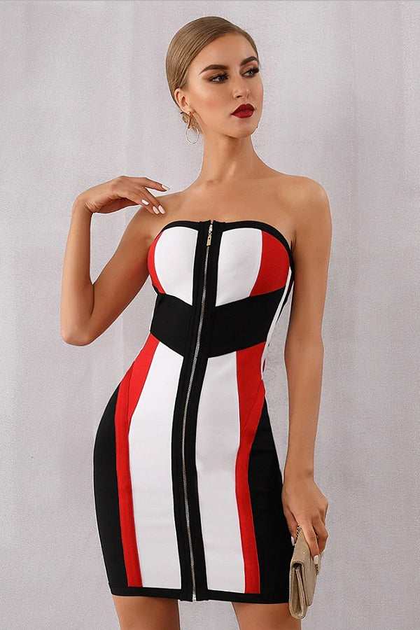 New Chic Strapless Runway Evening Party Mini Dress