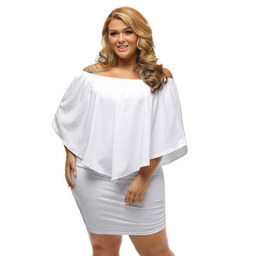Sexy Off Shoulder Multiple Layered Plus Size Mini Dress Verkadi.com