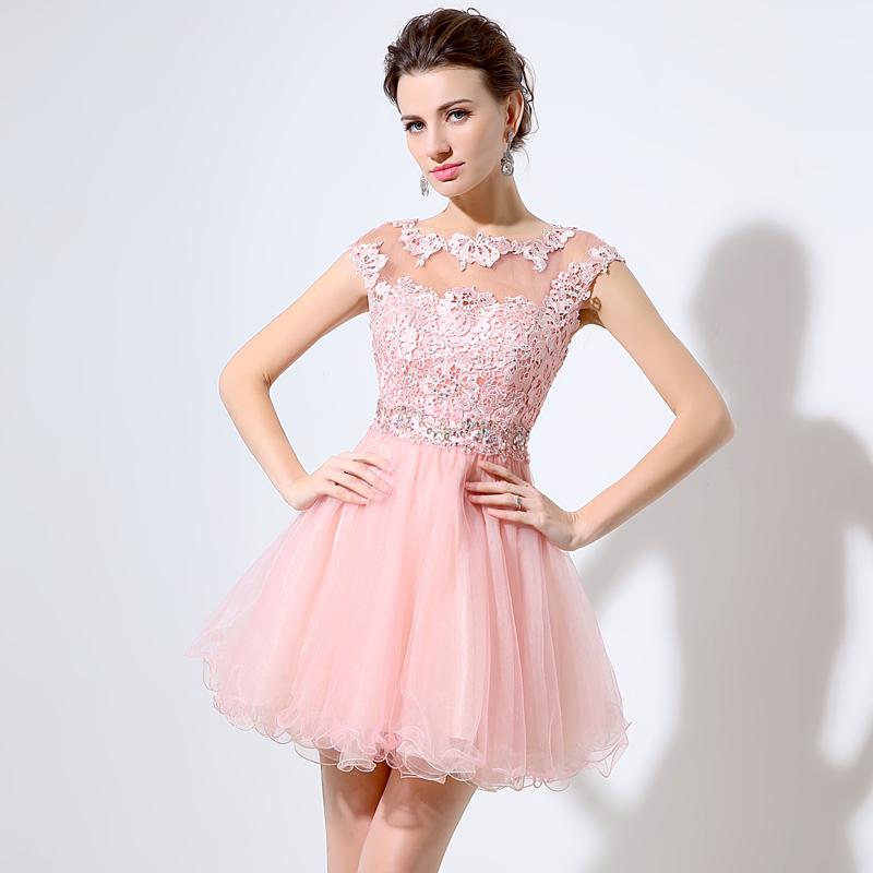 Lace Beaded Short Homecoming Party Prom Dress