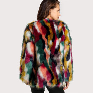 Elegant Sexy Faux Fur Multi Color Jacket