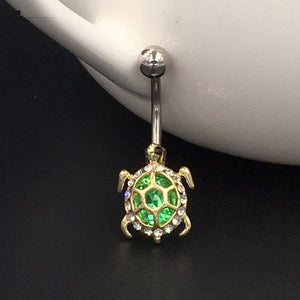 Lovely Green Gold Tortoise Belly Button Ring