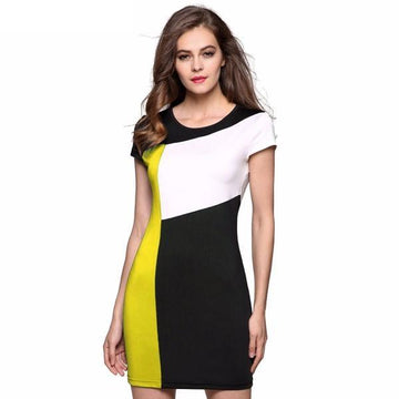 Splicing Summer Patchwork Contrast Color Stretch Dress