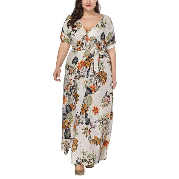 Sexy Floral Printed Long Plus Size Maxi Dress – Verkadi