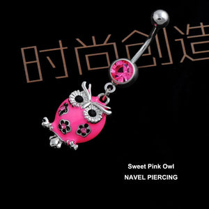 Cute Pink Owl Navel Piercing  Belly Button Ring Verkadi.com