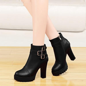 Mid Calf Platform Thick Chunky Heels Designer Boots Verkadi.com