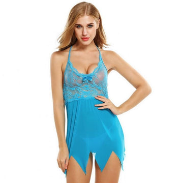 Sexy Lace Asymmetric Nightwear With G-string Lingerie Set Verkadi.com