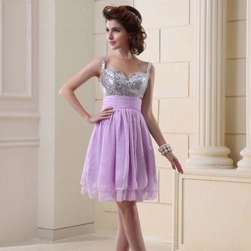 Silver Sequin Bodice Chiffon Prom Party Dress Verkadi.com