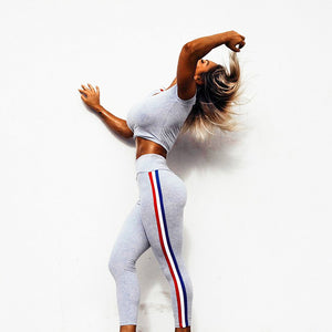 Hip Crop Stretchable Women Sportswear Yoga Set
