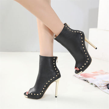 Sexy Peep Toe Zipper Thin High Heels Ankle Boots Verkadi.com