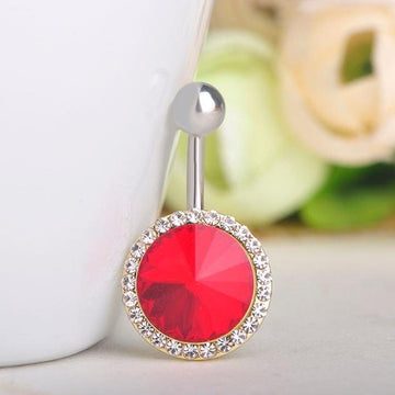 Fashion Red Round Rhinestone Navel Piercing Belly Button Ring Verkadi.com