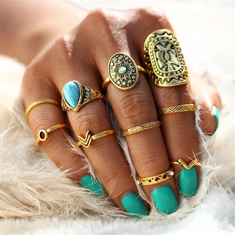 Hip Pattern Mix Finger Midi Vintage Ring Sets – Verkadi
