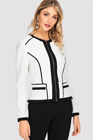 Contrast Binding elegant jackets for women