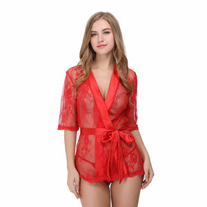 Sexy Hot Lace Robe Lingerie Nightgown Verkadi.com