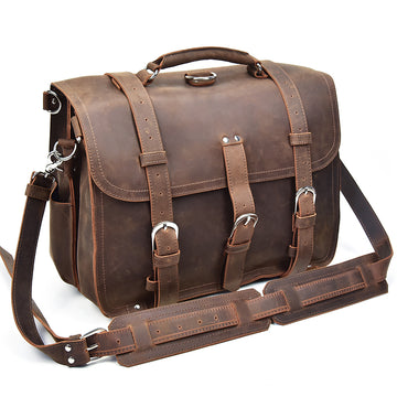 Crazy Horse Genuine Leather Men's Backpack Travel Bag