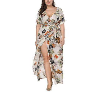 Sexy Floral Printed Long Plus Size Maxi Dress Verkadi.com