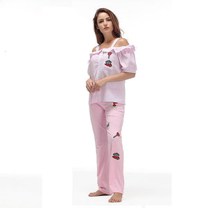 Cotton Embroidery Ruffle Sleepwear Pajama Set Verkadi.com