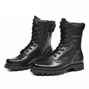 Genuine Leather Black Military Style Tactical Boots