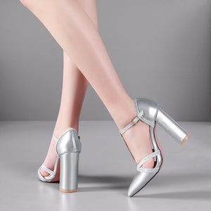 Elegant T-Strap Pointed Toe Sexy High Heel Pump Sandals