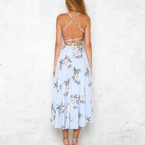 Sexy Halter Strapless Backless Floral Print Summer Dress verkadi.com