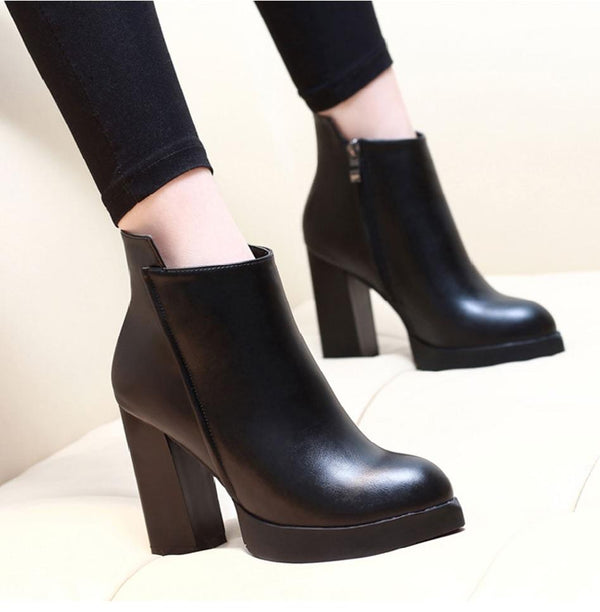 Smart Ankle Martin Style Soft Leather High Heels Boots