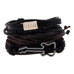 Trendy Unisex Hip Weave Wrap Genuine Leather Bracelet
