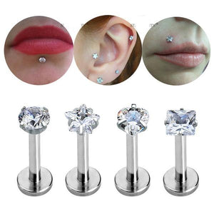 4 Piece Nose Ear Lip Star Pattern Piercing Set