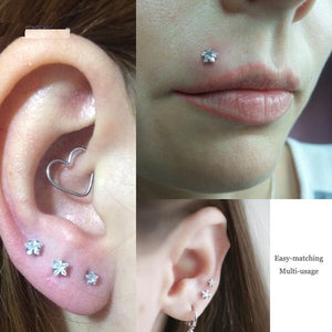4 Piece Nose Ear Lip Star Pattern Piercing Set
