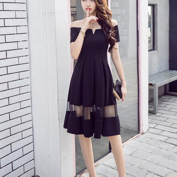 Elegant Mesh Off Shoulder A-Line Event Dress Verkadi.com