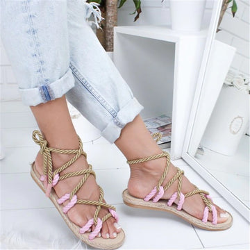 Gladiator Roman Cross Tied Rope Women Sandals