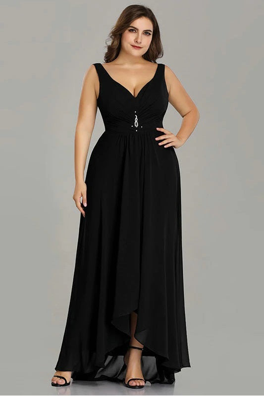 Elegant Plus Size A Line Sleeveless High Low Gown Formal Dress