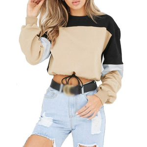 Hot Chic Long Sleeve Loose Crop Top Sweatshirt Hoodie Verkadi.com