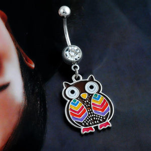 Multicolored Owl Navel Piercing Belly Button Ring Verkadi.com