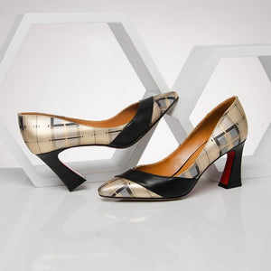 High End Leather Pointed Toe Heel Multi Color Pumps shoes Verkadi.com