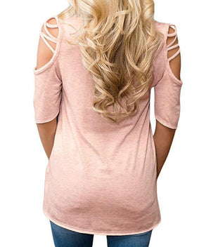 Trendy Short Sleeve Off Shoulder Loose Casual Top Verkadi.com