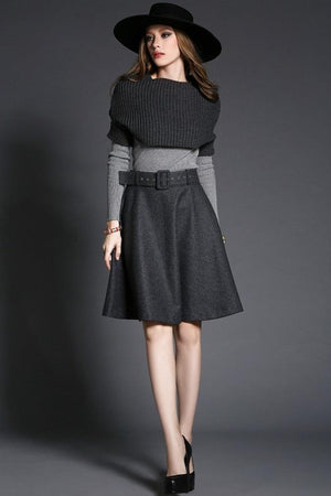 Knitted Jersey Top Skirt High Street Midi Dress