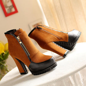 Modern Chunky High Heel Zipper Platform Ankle Boots Verkadi.com