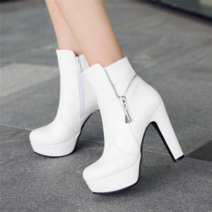 Fashion Platform Square High Heels Ankle Boots Verkadi.com