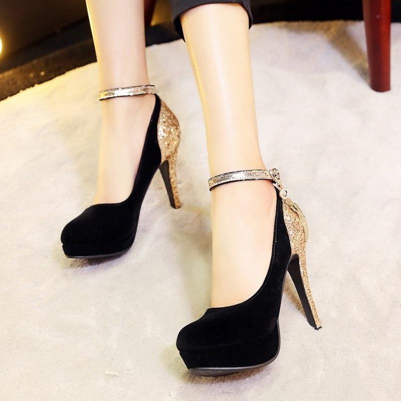 New Platform Rhinestone Fringe High Heel Pumps Shoes Verkadi.com