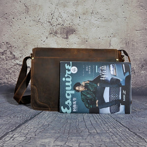 Crazy Horse Genuine Leather Men's Messenger Bag Crossbody Bag
