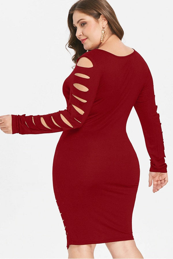 ladder cut out bodycon dress SHEIN SXY Ladder Cut Out Scoop Neck Bodycon Dress