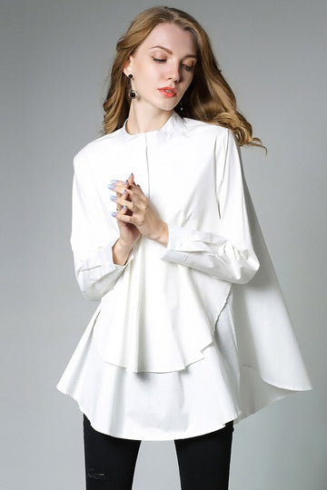 A-line Asymmetrical Loose Women Blouse Shirt Top