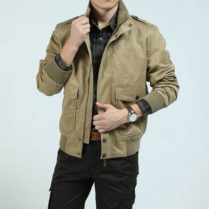 Stand Collar Military Style Cotton Men Jacket