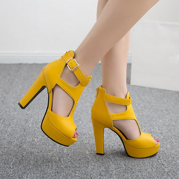 Hot Peep Toe Chunky High Heel Platform Sandals Verkadi.com