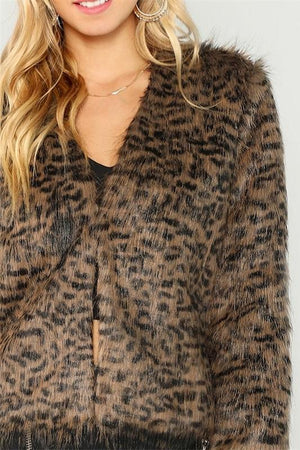 leopard faux fur women jacket by chicdrift