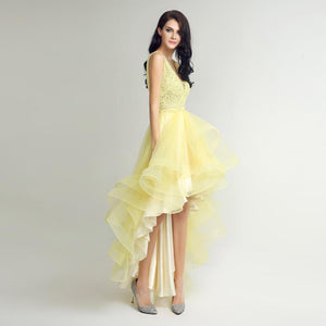 Asymmetrical With Lace Beaded Prom Event Party Dress Verkadi.com