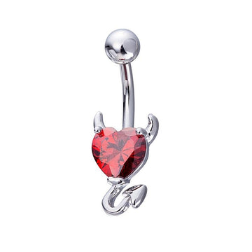 Heart Zircon Crystal Devil Belly Navel Piercing Button Ring Verkadi.com