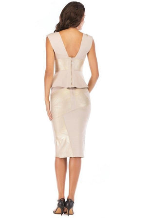 Sleeveless Top And Midi Skirt Professional Dress