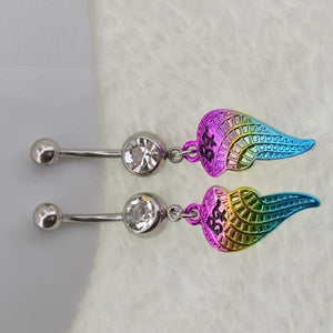 Rainbow BF Heart Dangle Navel Piercing Belly Button Ring Verkadi.com